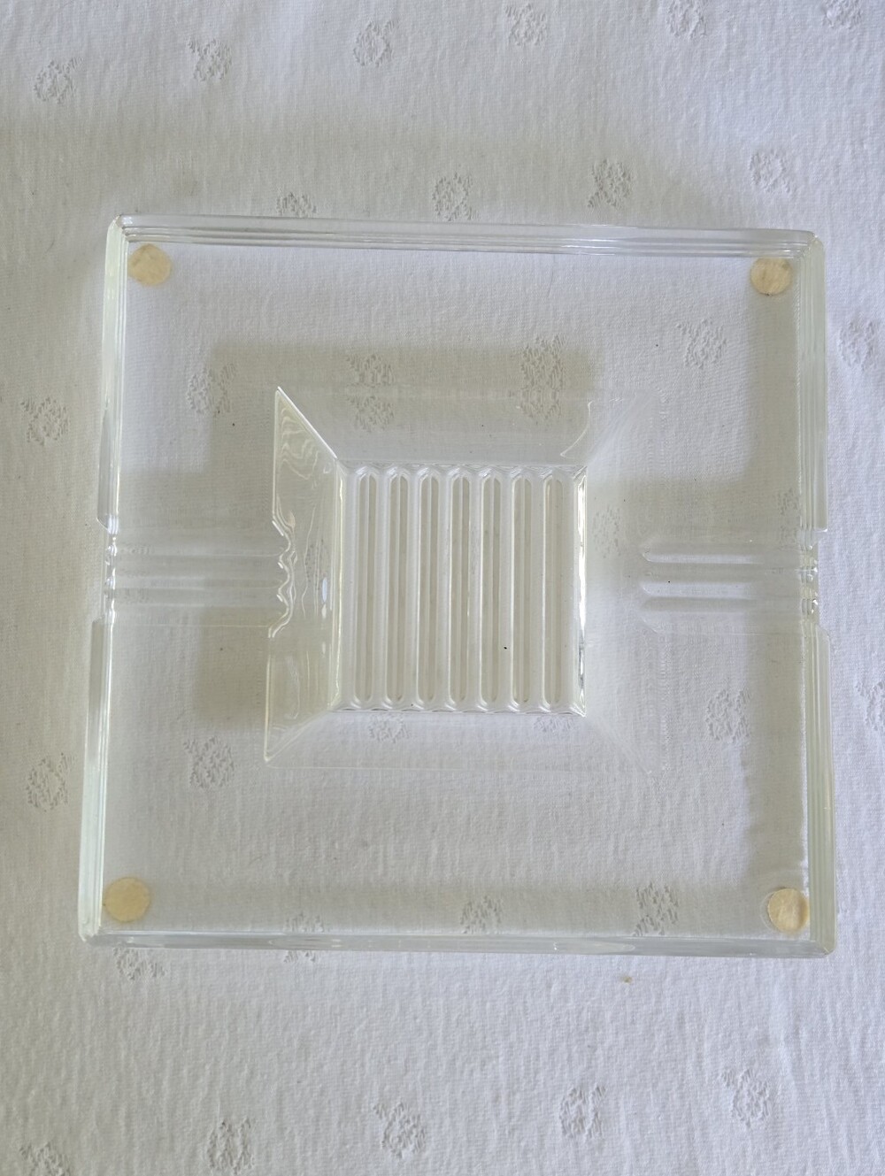 Baccarat Clear Glass 7" Square Ashtray 1" Thick Heavy Vintage